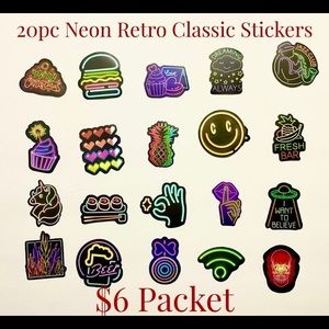 20pc Neon Retro Classic Precut Stickers